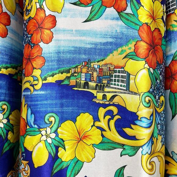 Her Destiny Colorful Satin Print midi Maxi Full Skirt High-waisted Sz M Bow - Picture 9 of 11